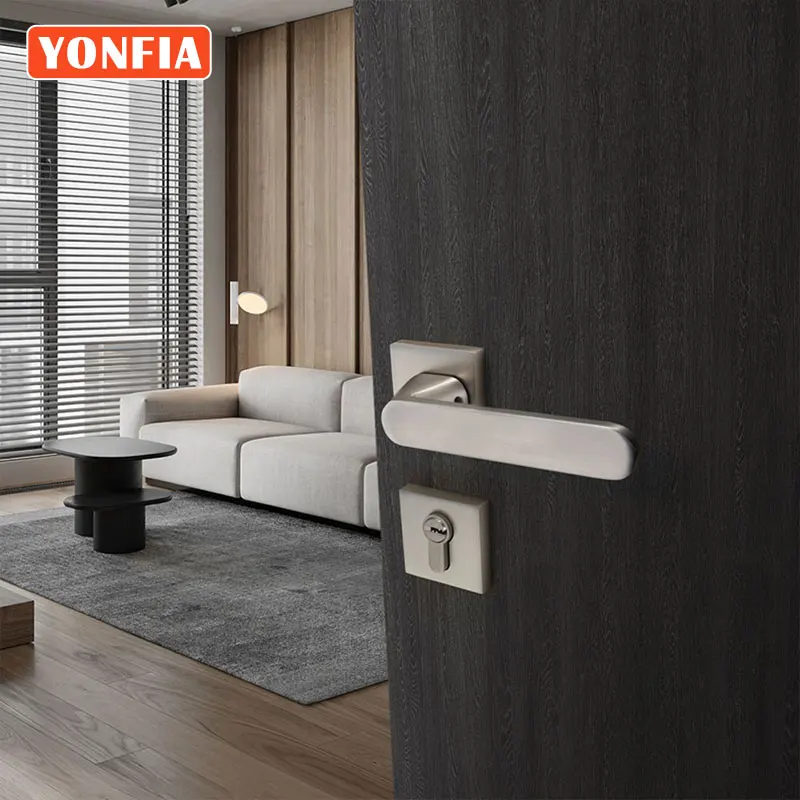 

YONFIA A8206R03 алюминиевые внутренние раздельные дверные ручки на розетках Серебряная Щетка Набор квадратных дверных замков для виллы деревянны...