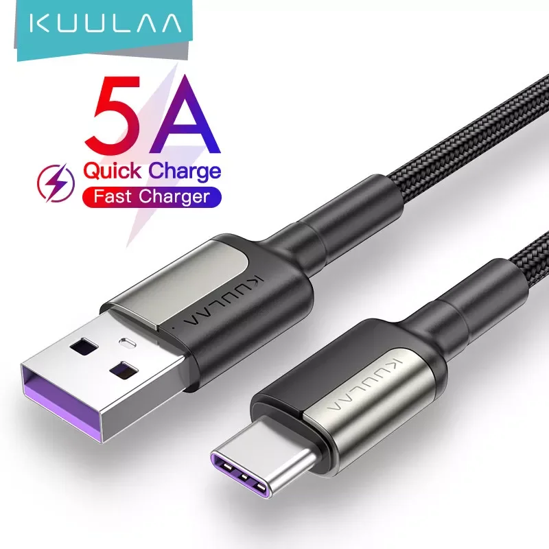 

KUULAA 5A USB Type C Cable USB Fast Charging Mobile Phone Charger Type-C Data Cord For Huawei P40 Mate 30 Xiaomi Redmi USBC Wire