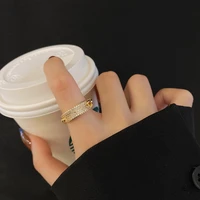 french retro soft chain micro inlaid zircon ring female ins tide net red fashion elegant jewelry gift open wild ring