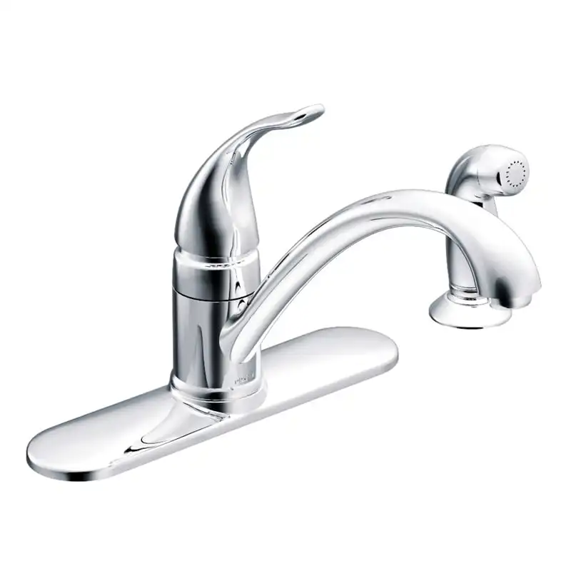 

One-Handle Low Arc Kitchen Faucet with Side Sprayer