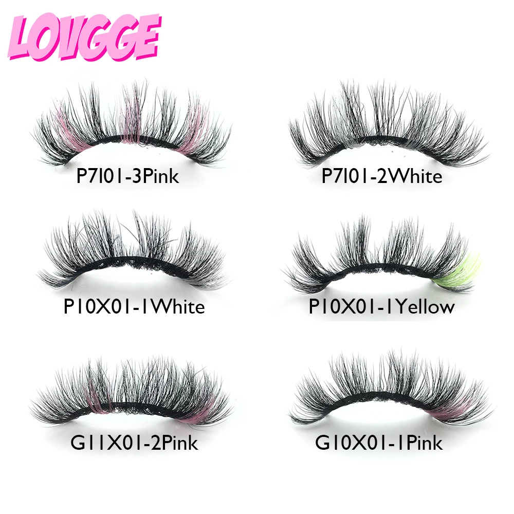 

LOVGGE Colored Lashes Faux Mink Wholesale 18MM Natural Vendor Supplier Bulk Bundle Fluffy Small Business DHL Fast Drop Shipping