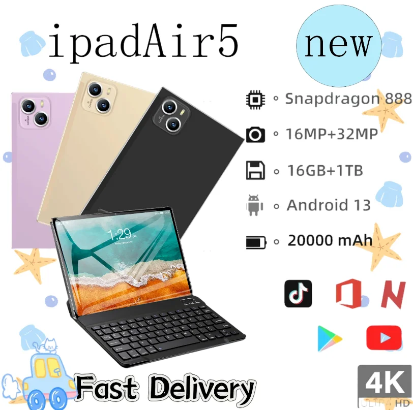 2023 Global Edition AIR5 Планшет 11 дюймов Android13 Bluetooth5.0 16 ГБ ОЗУ 1 ТБ ПЗУ 8000 мАч WPS 5G WIFI GPS Dual SIM