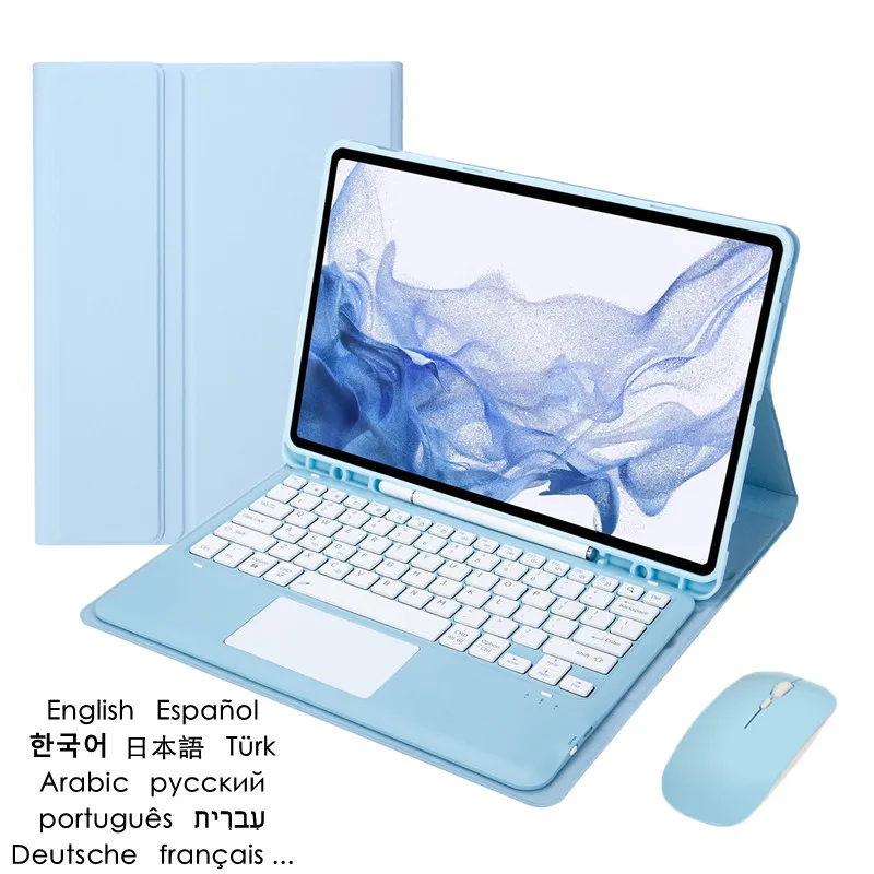 For iPad Pro 12 9 2021 2020 Case Touchpad Keyboard Russian Spanish Arabic Hebrew Korean Portuguese For iPad Pro 12.9 2021 Cover