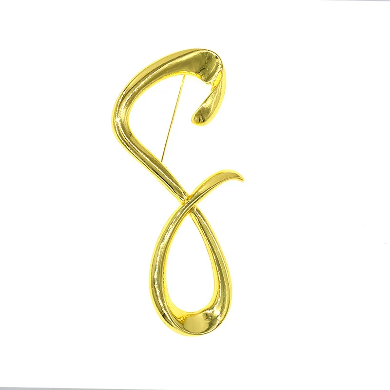 

New Fashion Metal Number 5 Brooch Gold Sliver Color Lapel Pin Suit Sweater Badge Luxulry Jewelry Brooches for Women Accessories