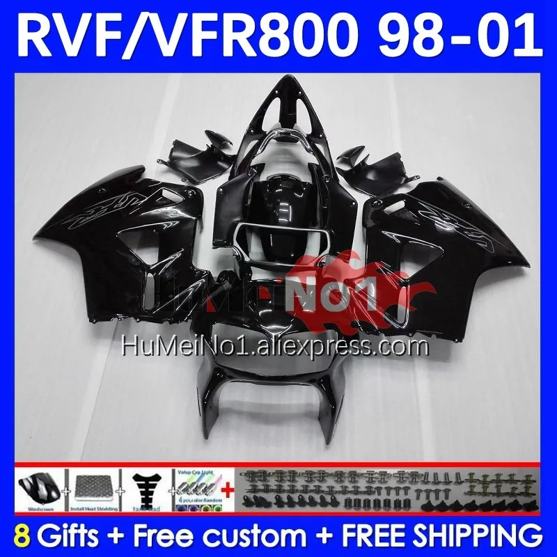 

Body For HONDA Interceptor VFR 800RR 800 RR CC 128No.25 VFR800 RR 98 99 00 01 VFR800RR 1998 1999 2000 2001 Fairing black glossy