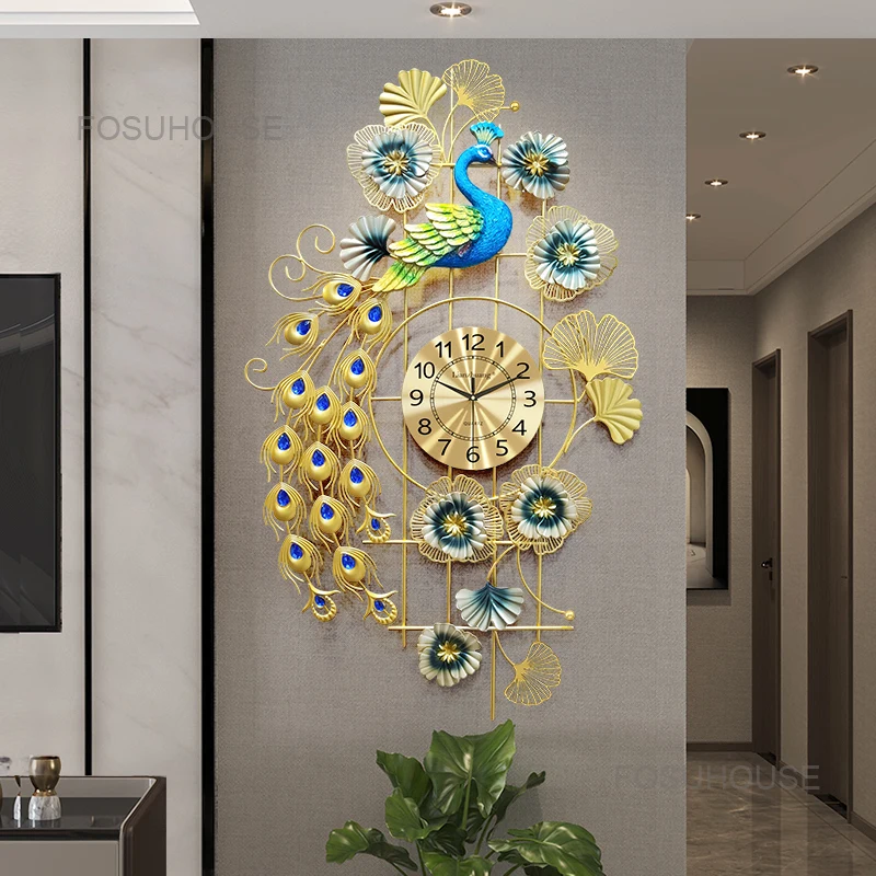 

Modern Peacock Wall Clocks Living Room Decoration Watch Clock Household Fashion Individual Creativity Wall Clock Home Decor U