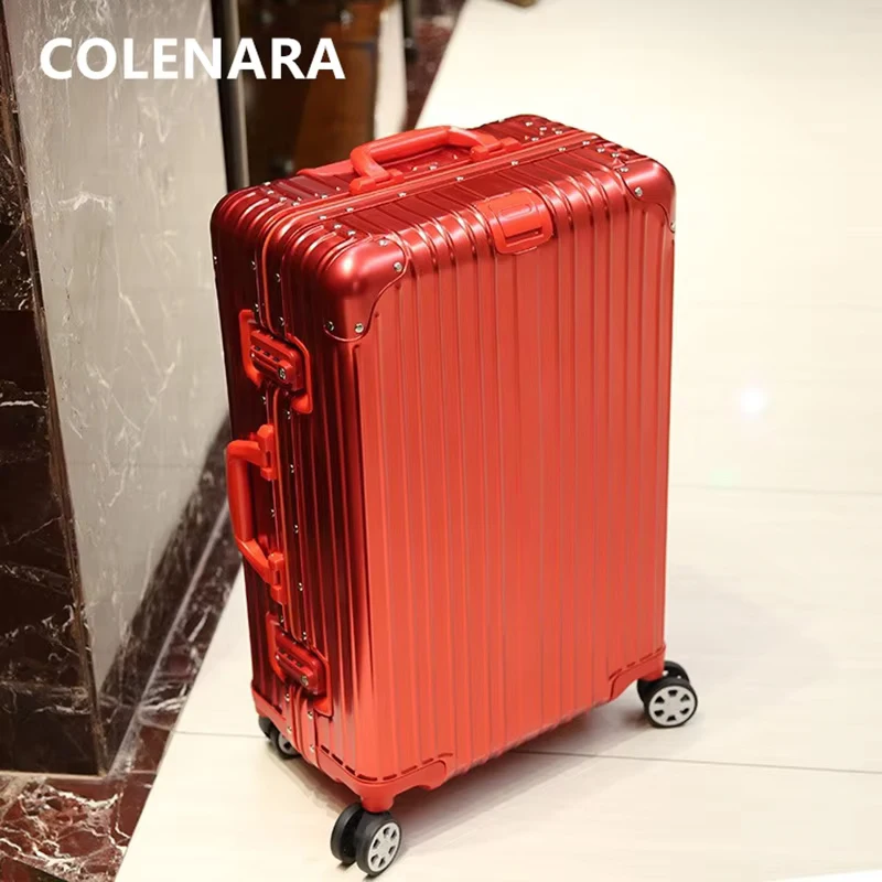 Фото Чемодан COLENARA на колесах, полный алюминиевый магниевый сплав, посадочный ящик, большая вместительная тележка, чемодан 20 дюймов, 24 дюйма, 26 дюймов, 28 дюймов №1