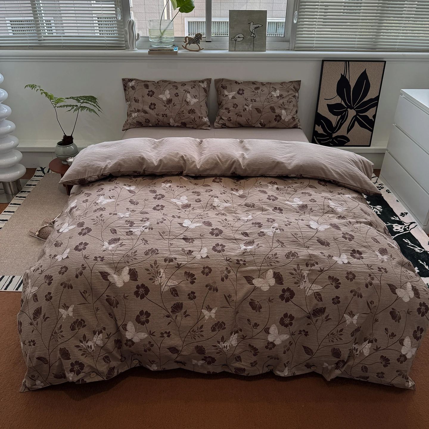 

Пододеяльник из льна, реактивный принт, винтажный стиль