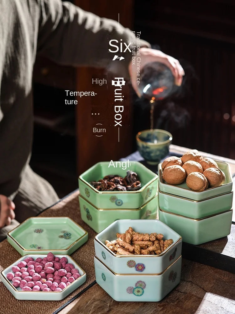 

Creative Antique Gift Dried Fruit Storage Box Chinese Style Enamel Painted Gold Household Food Container