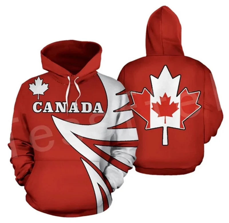 

New Fashion Canada Flag Country Flag 3D Printed Hoodie Unisex Cool Harajuku Men's Pullover