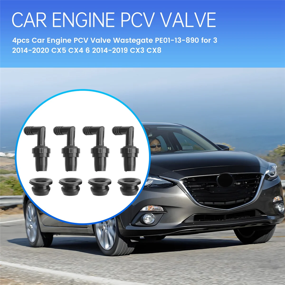 4 шт. клапан PCV двигателя автомобиля Wastegate PE01-13-890 для Mazda 3 2014-2020 CX5 CX4 MAZDA 6 2014-2019 CX3 CX8