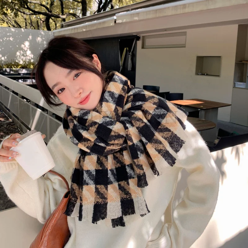 

Winter Women Scarf Plaid Warm Cashmere Scarves Shawl Neck Bandana Striped Plaid Shawl 2022 New Scarf, Shawl