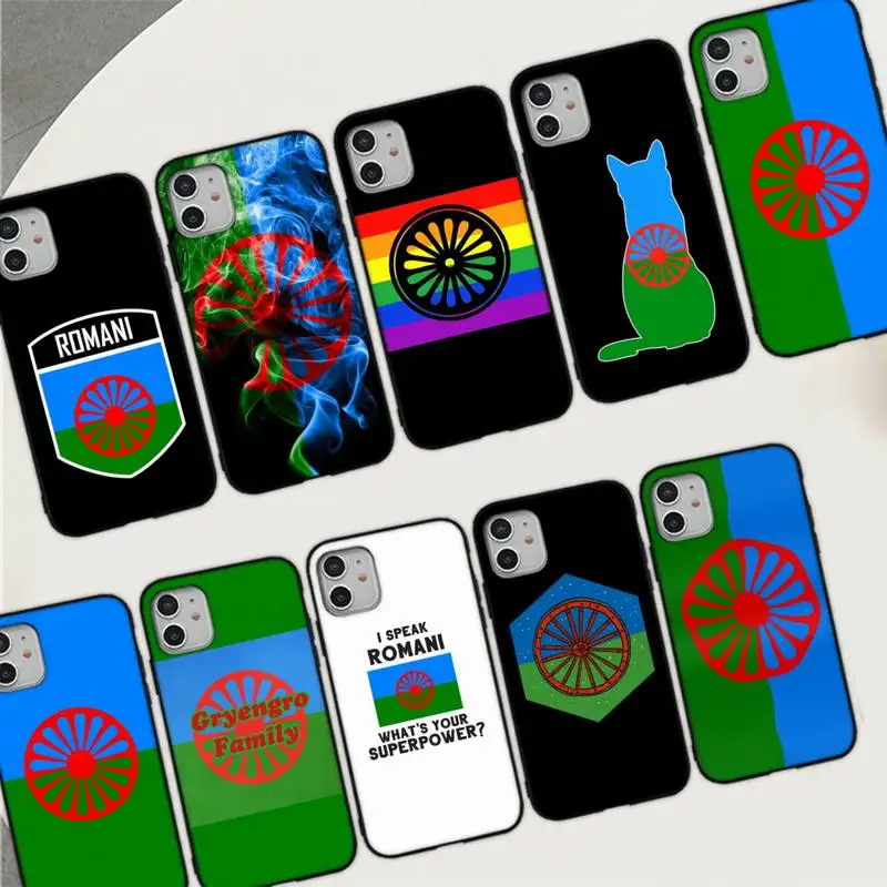 

Gypsy Aromanian Romany Romani Roma Flag Phone Case for iPhone 11 12 13 Mini Pro Max 8 7 6 6S Plus X 5 SE 2020 XR XS Funda Case