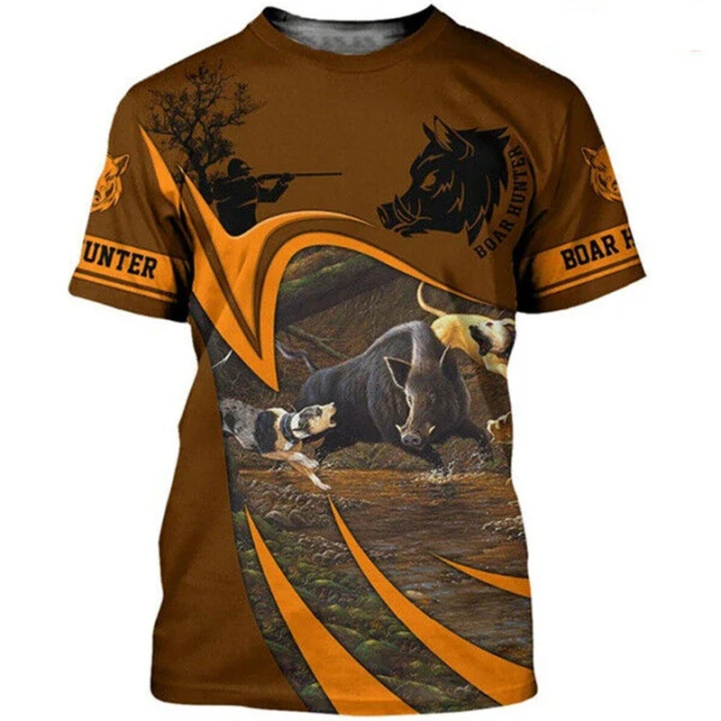 Камуфляжная футболка с изображением дикого кабана женская и мужская 3D принтом