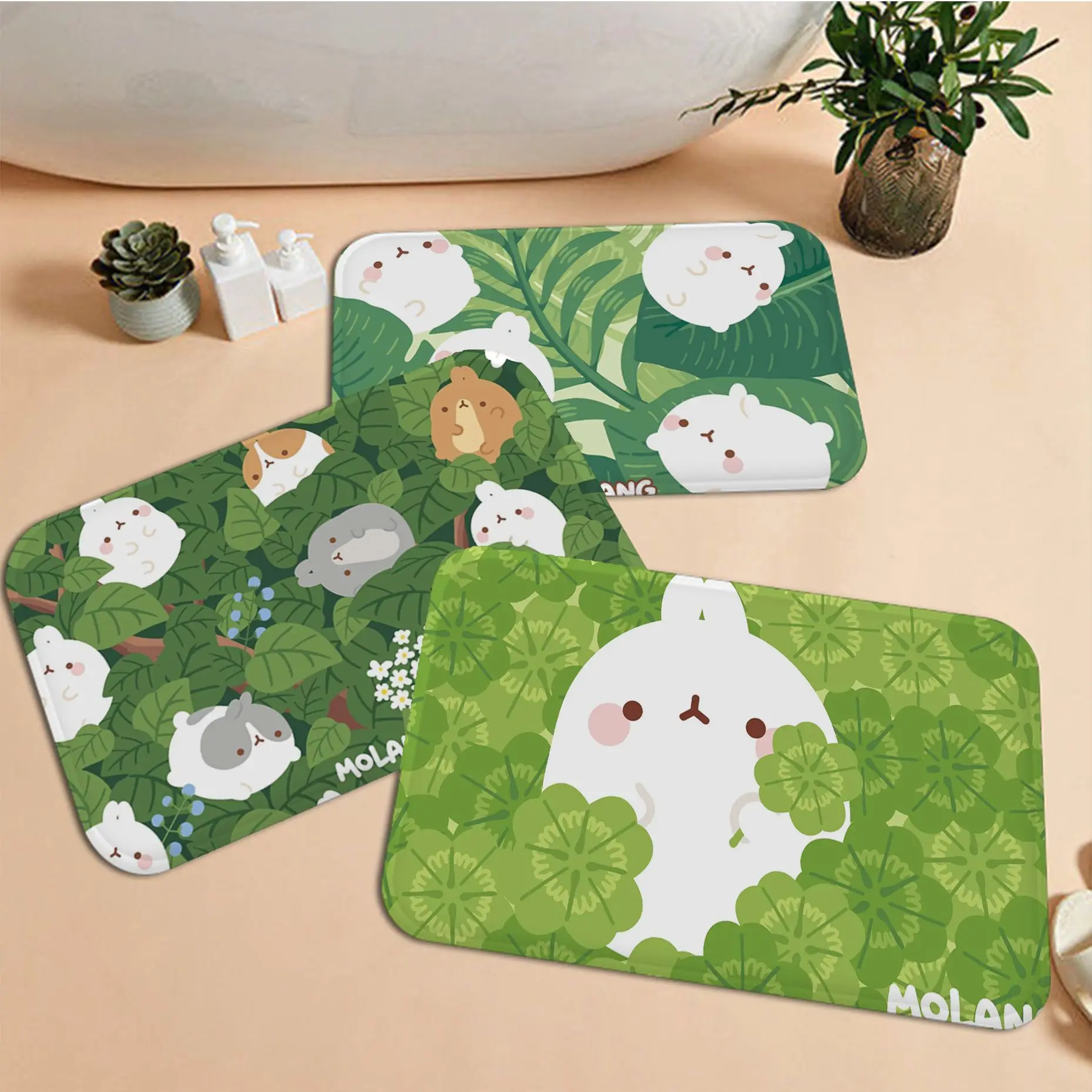 

Cute Molang Floor Mat Nordic Style Bedroom Living Room Doormat Home Balcony Anti-Slip Welcome Rug