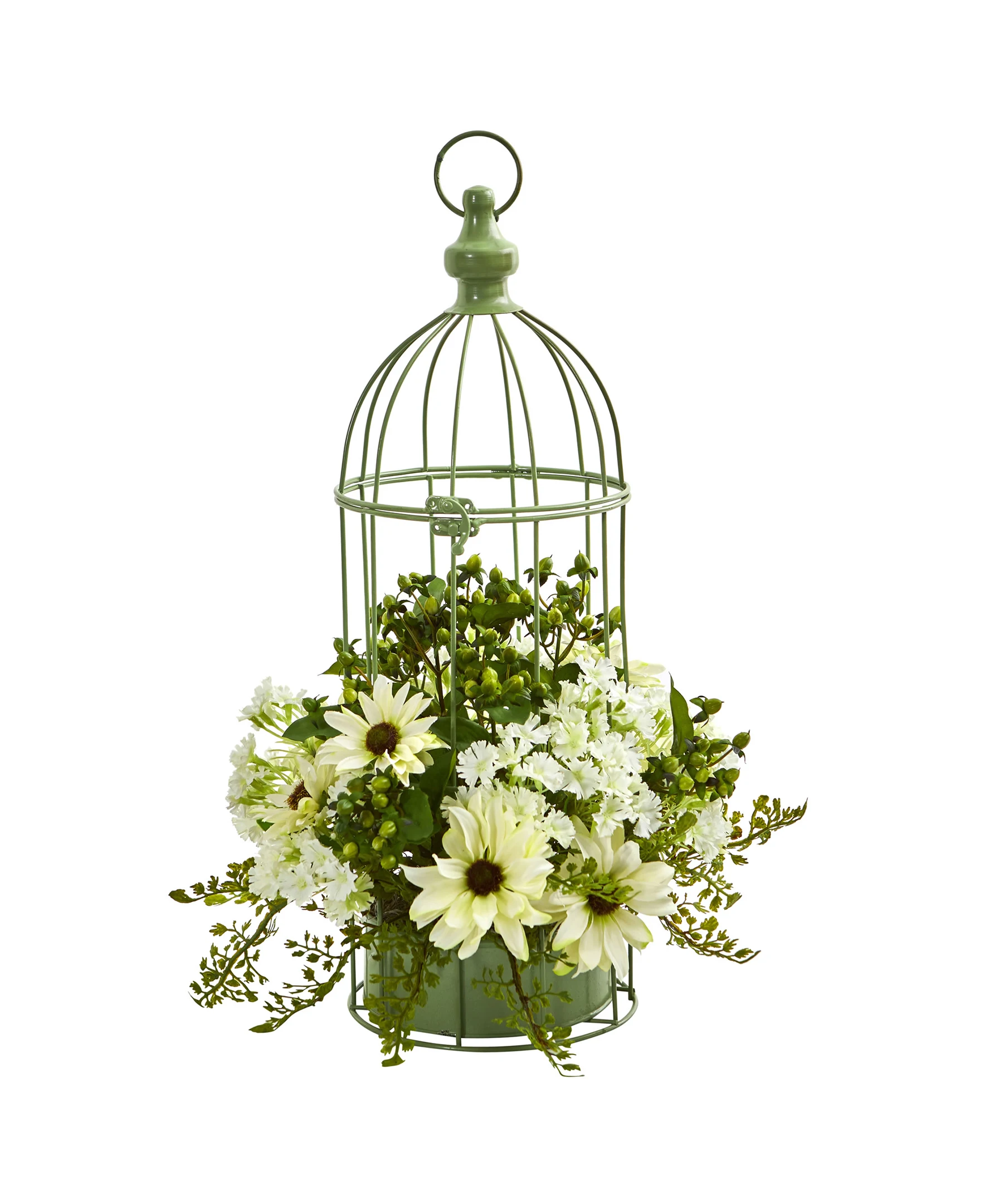 

Cream Daisy Artificial Flower Arrangement in Decorative Bird Cage