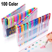 100 color set gel pens highlighter glitter neon metallic pastel fluorescent for children drawing writing kids stationery gift