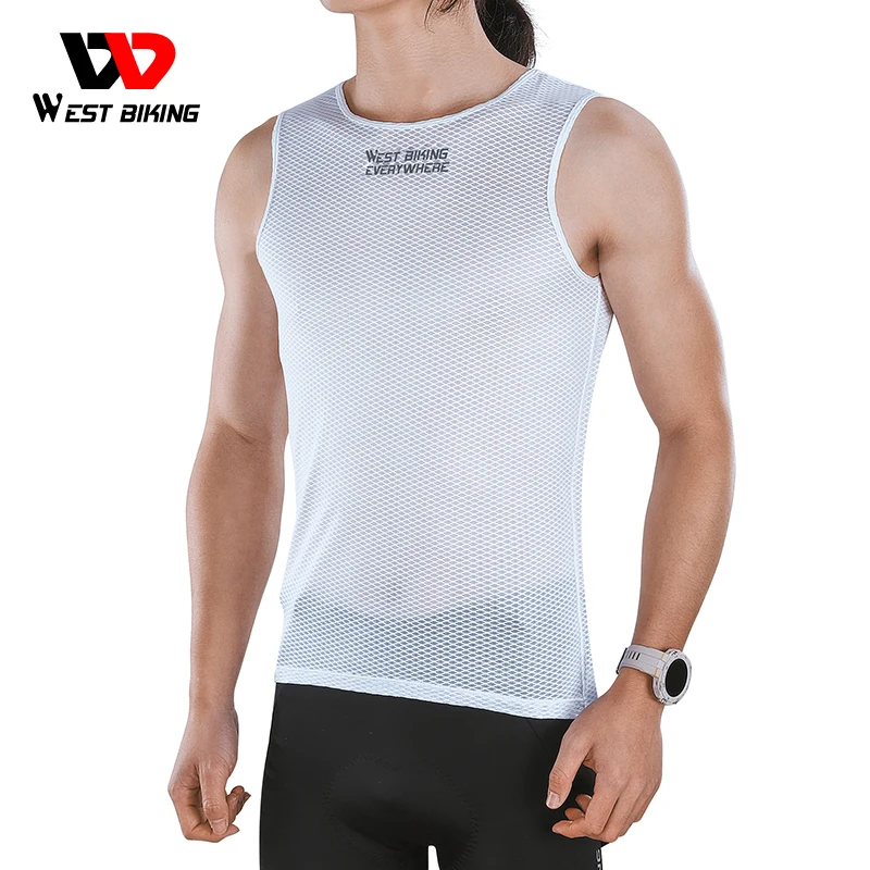 

WEST BIKING Men's Cycling Base Layers 2023 MTB Bike Cool Mesh Superlight Vest Breathable Short Sleeves Cycling Shirt Undershirt