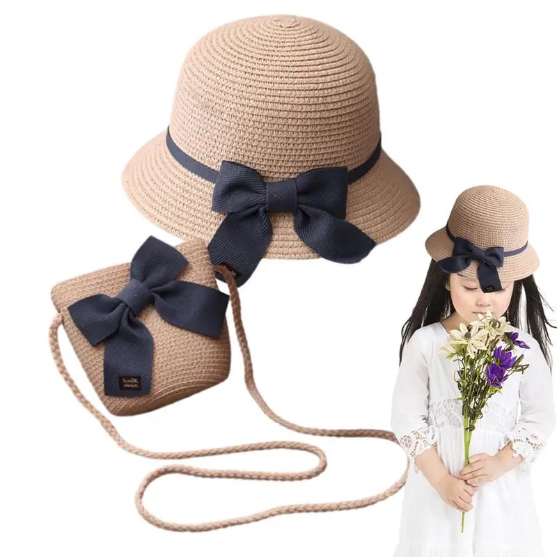 

Straw Hats For Kids Toddler Girl Straw Purse Summer Sun Shade Breathable Sun Protection Straw Hat With Bow Children's Bag