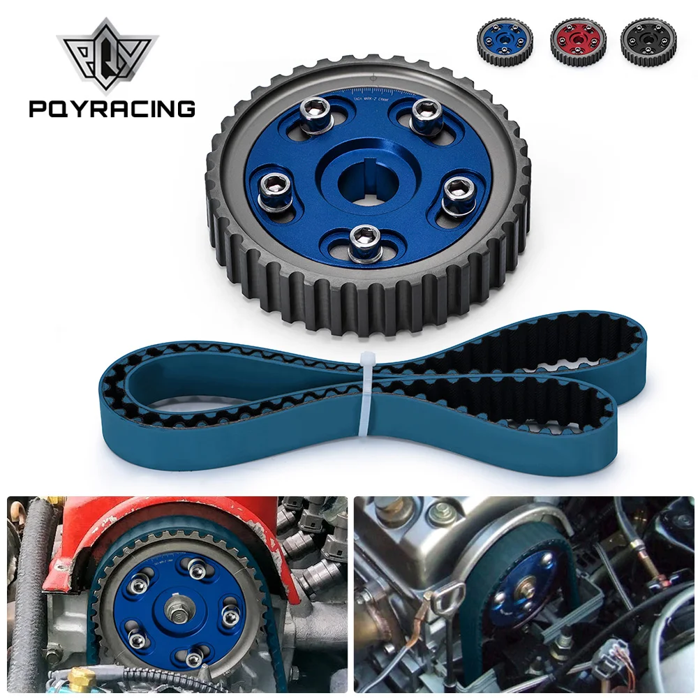 

PQY - HNBR Racing Timing Belt BLUE + Aluminum Cam Gear Blue FOR 96-00 Civic D16Z D16Y PQY-TB1002B+6542B
