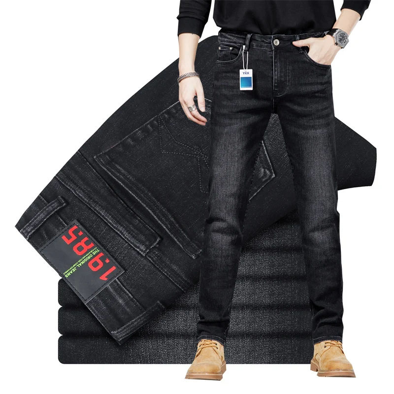 

2022 autumn and winter new Cotton High End Vintage Blue Stretch Men's Jeans Men's Fashion Classic Straight Leg Jeans