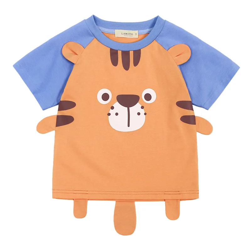 

Children's short-sleeved T-shirt summer boy cute cartoon style printed top cotton T-shirt