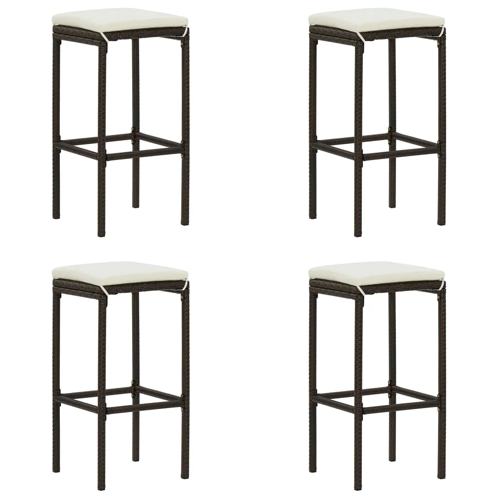 

Bar Stool Chair Counter Stools Set of 4 Kitchen Decor for Counter with Cushions 4 pcs Brown Poly Rattan