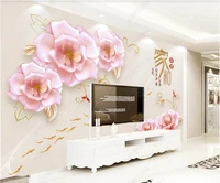 3d flower wallpaper on the wall luxury embossed jewelry flower fish custom mural bedroom home decor wallpaper for wall in rolls
