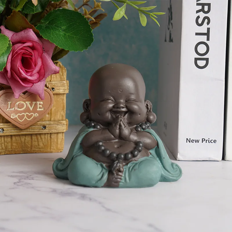 Статуя Будды смайлик маленькая керамическая статуя фигурка монаха милая Будда