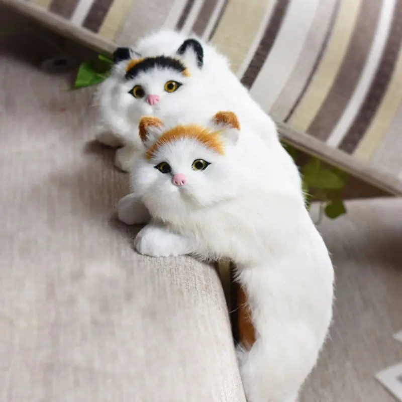 

Simulation Cat Hanging Ornaments Cute Plush Realistic Furry Animal Cat Doll Figurines Pendant Home Living Room Tv Decoration