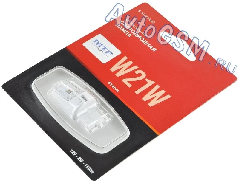 Светодиодная сигнальная лампа MTF Light W21W красная (светодиоды Osram) MW21WR - для ПТФ