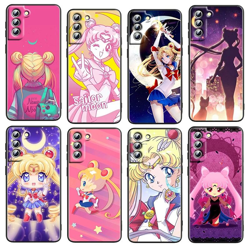 

Anime Sailor Moon For Samsung Galaxy S22 S21 S20 FE Ultra Pro Lite S10 5G S10E S9 S8 Plus Black Shockproof TPU Phone Case