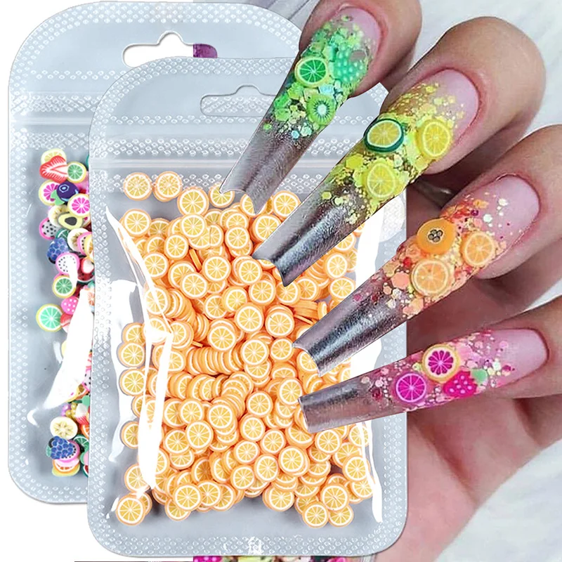 

3D Summer Fruit Slice Nail Art Lemon Strawberry Slices Nails Accesorios Supplies DIY Design Decoration Acrylic Polymer Clay
