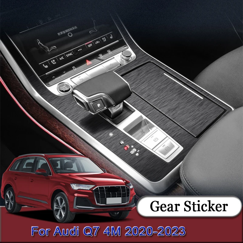 

For Audi Q7 4M 2020-2023 Car Gear Panel Sticker Gear Box Protective Film Carbon Fiber Black Car Interior Sticker Car Accessories