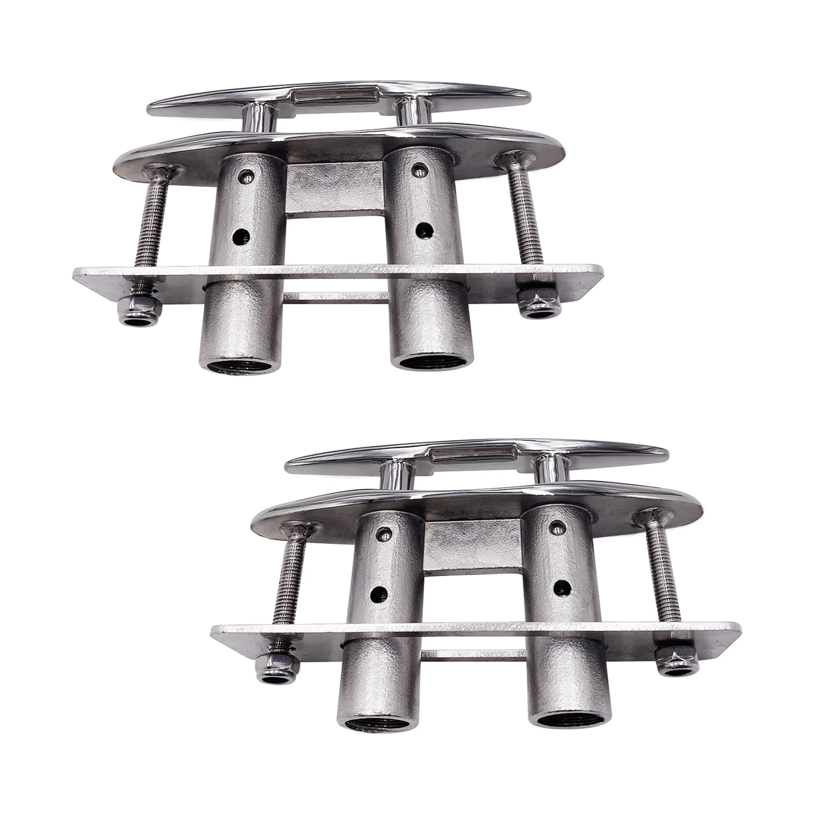 2 Pcs 5 inch Boat Pull Up Cleat Docking Marine Stainless Steel 316 Pop Up Cleat Retractable Cleat enlarge
