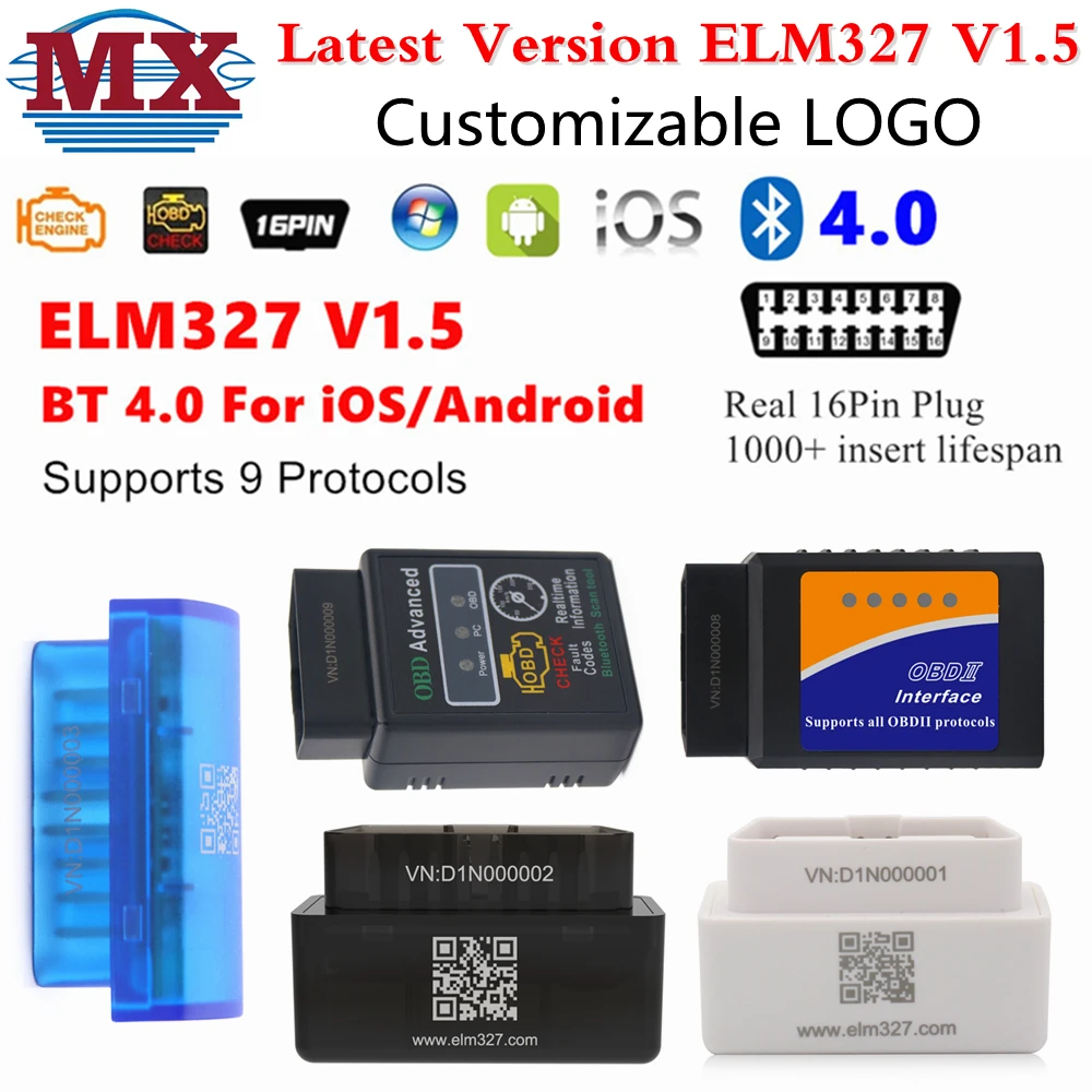 Автомобильный диагностический мини-сканер ELM327 V1.5 Bluetooth 4.0 WIFI OBD 2 считыватель