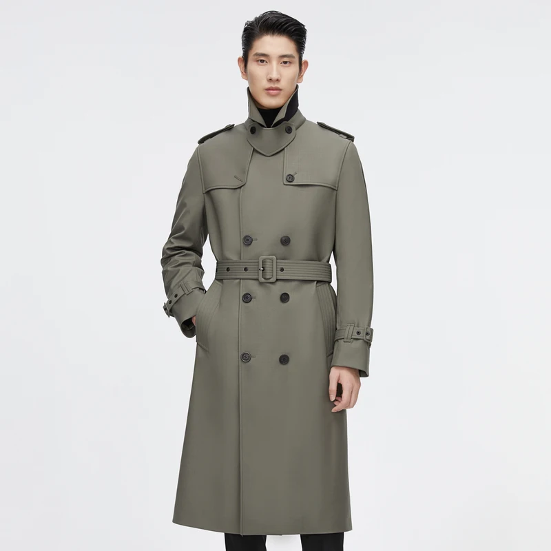 Мужской двубортный длинный Тренч BOSIDENG с вырезом на воротнике Повседневная
