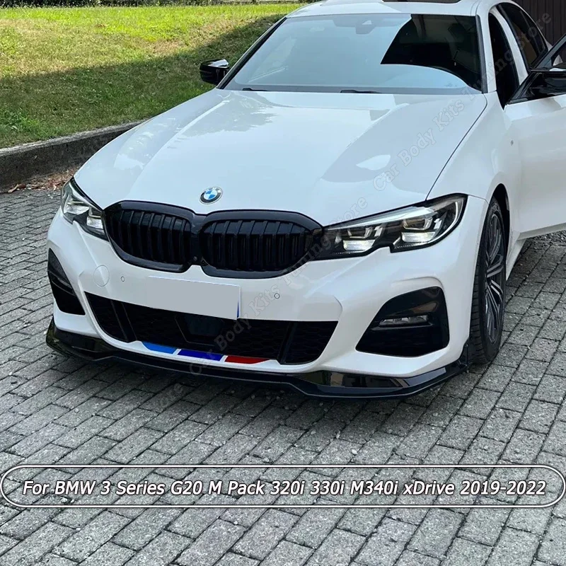 

For BMW 3 Series G20 M Pack 320i 330i M340i xDrive 2019-2022 Car Front Bumper Lip Spoiler Splitter Diffuser Retrofit Body Kit