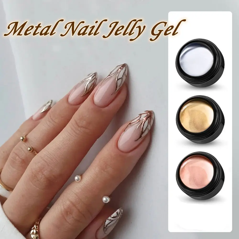 

Metal Effect Nail Gel Rose Gold Silver UV LED Draw Painting Stamping Nail Art Color Gel Polish Manicure Long Lasting Gel Vernish