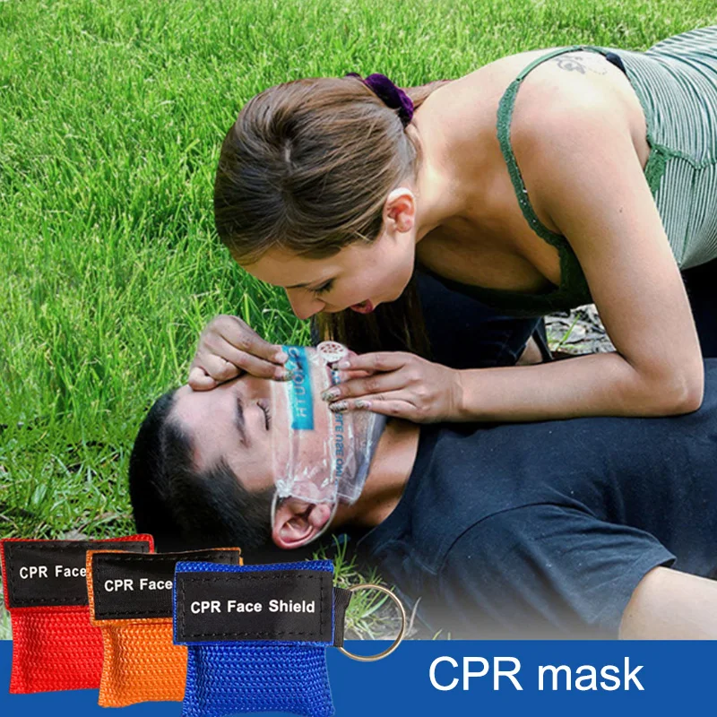 

10pcs CPR Pocket Resuscitator Mask Disposable First Aid AED Training Face Shield Breathing Face Mask Mouth Breath One Way Valve