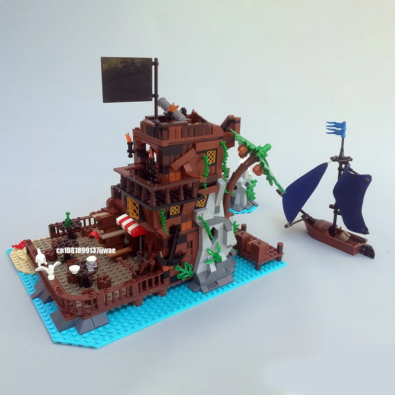 Новинка 1038 шт. средневековая Пиратская серия MOC Sin Island Keg Cutlass inn модель DIY