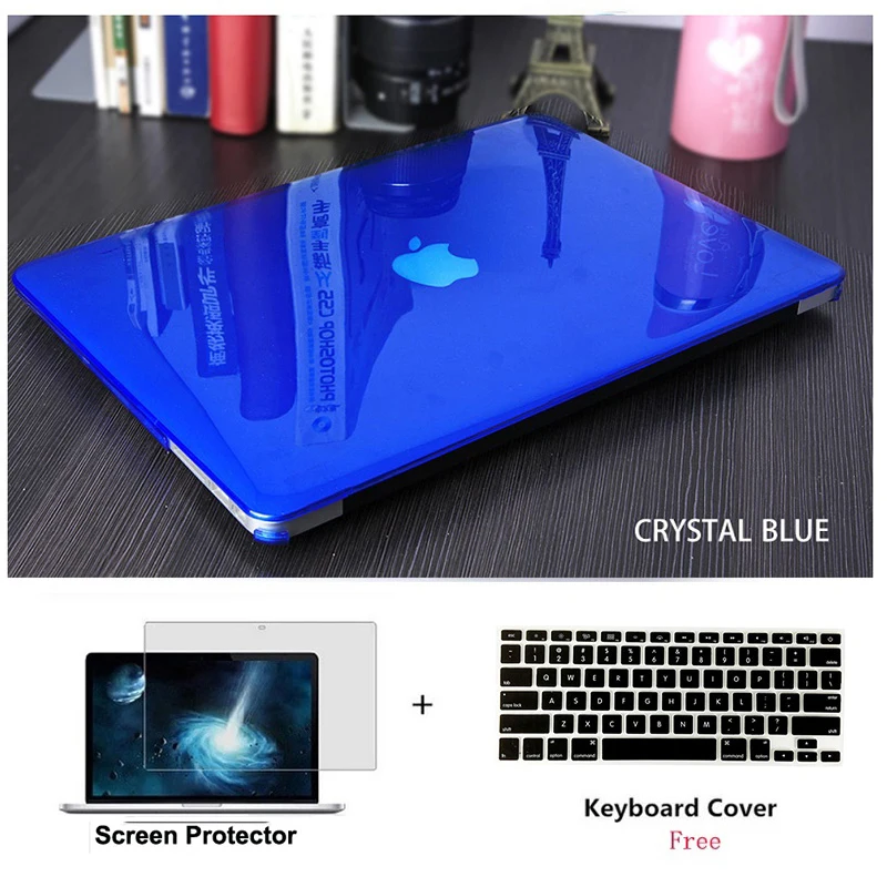 

3 in1 Crystal Laptop Hard Case+keyboard Cover For Hard Case Shell+Rubberized Keyboard Cover Macbook Pro 11 13 15"Air Touch Bar