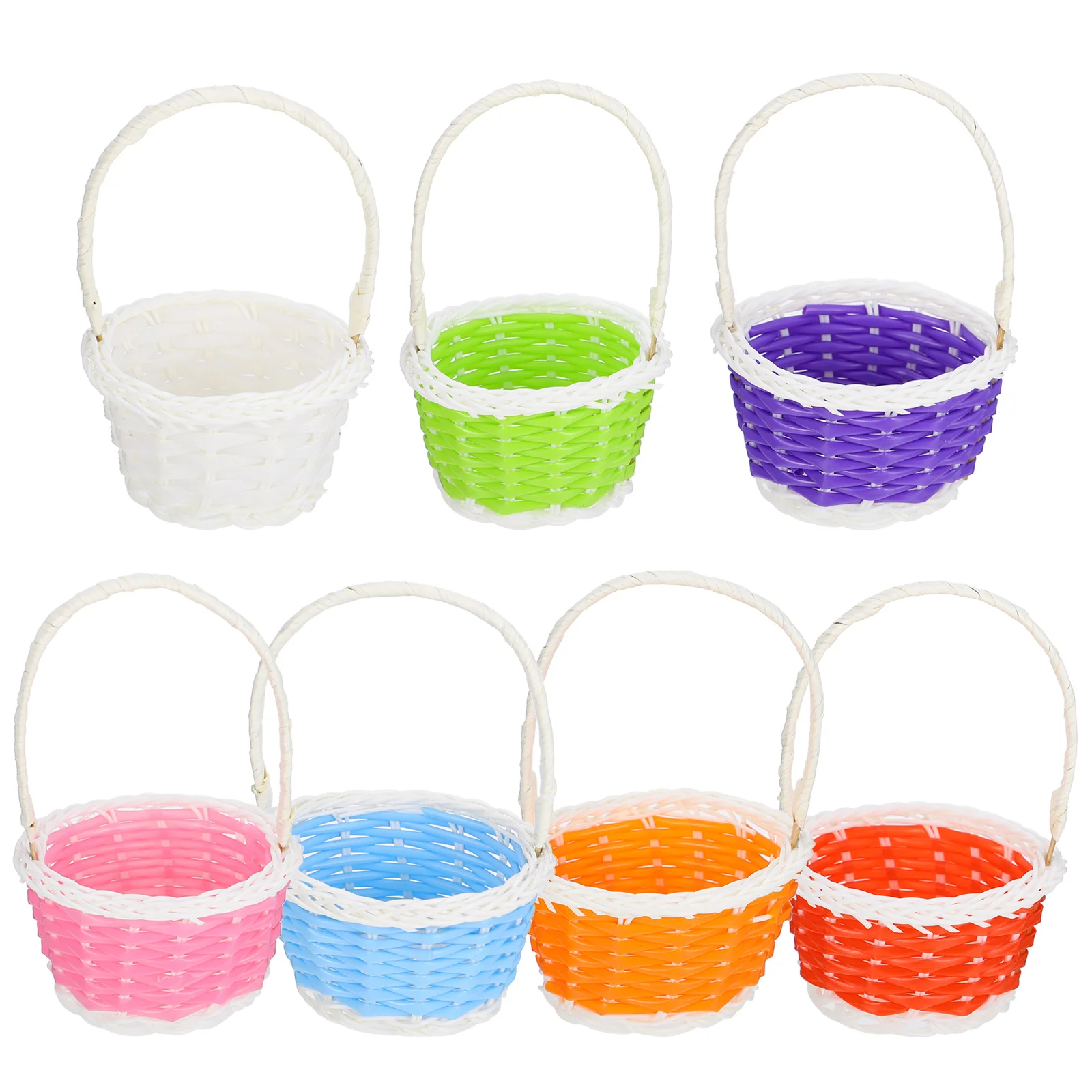 

7 Pcs Plastic Craft Baskets Woven Hamper Gift Packing Basket Woven Wall Baskets Easter Egg Basket Toy Room Small Flower Basket