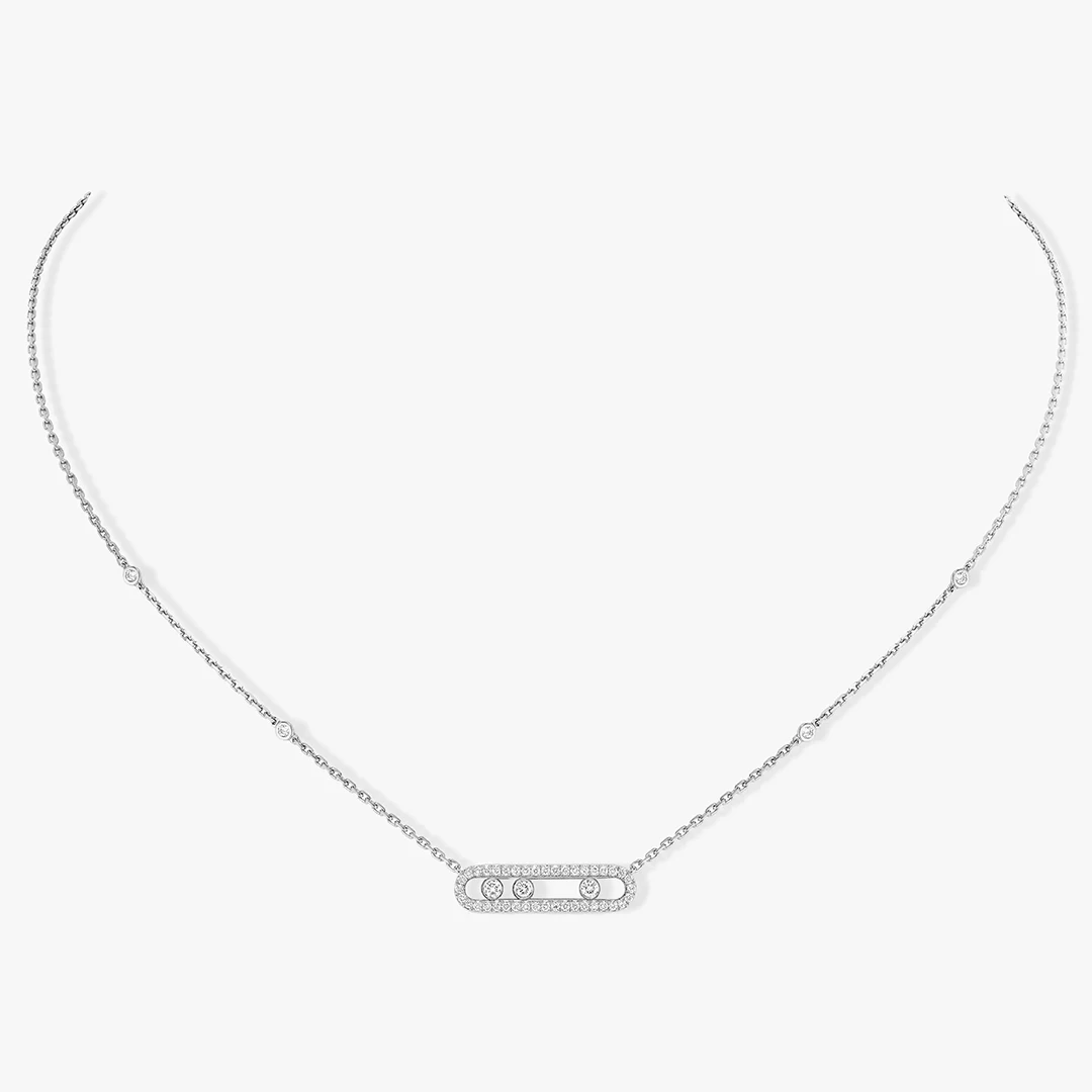 

100% 925 Sterling Silver Women's Fashion Necklace. Movable diamond. Luxury Jewelry. beautiful gift