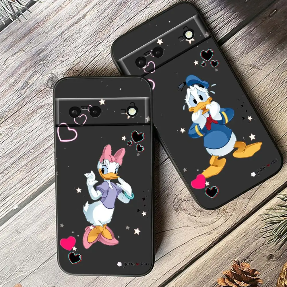 

Disney Donald Duck Minnie Phone Case For Google Pixel 8 7 6 Pro 6A 5A 5 4 4A XL 5G Black Shell Soft TPU Cover Fundas Capa