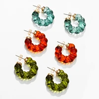 simple 26mm c shape blue resin twist hoop earrings solid color clear resin c earrings for women minimalist daily jewelry
