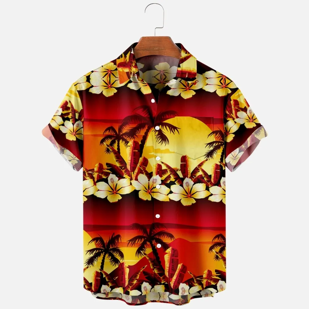

Men's Fashion T Shirts Hawaiian Tropical Camicias 3d Print Cozy Casual One Button Shirts Short Sleeve Beach Oversized Clothes 29