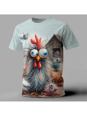 Мужская футболка полиэстер Cute Rooster 3D Print