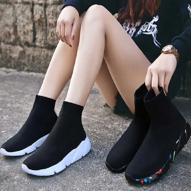

Maog Vulcanized Shoes Female Trainers Women Slip-on Stretch Platform Shoe Black Sneaker Fashion Loversu 2023 Sneakers for Women
