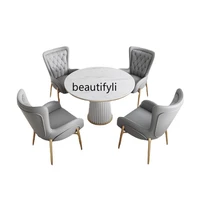 yj nordic entry lux style stone plate dining tables and chairs set restaurant home small apartment round table
